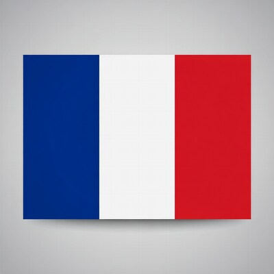 French Flag on Gray Background