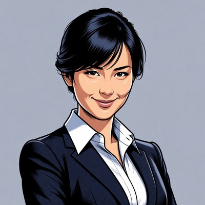 Asian woman in suit smiling