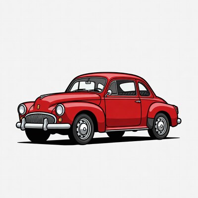 Red Vintage Car Illustration