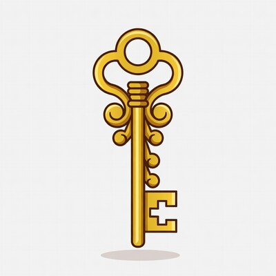Golden ornate key illustration