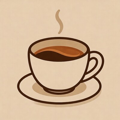 Steaming coffee cup on saucer