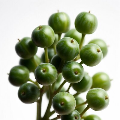 Cluster of green berries on stem