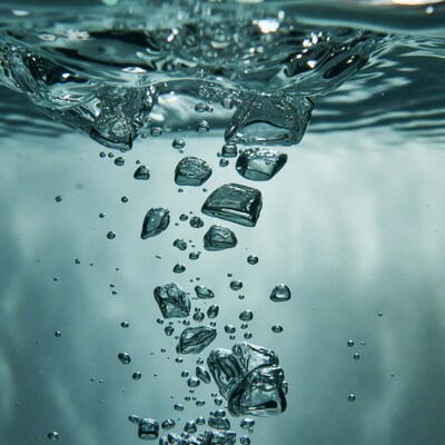 Bubbles rising in clear water