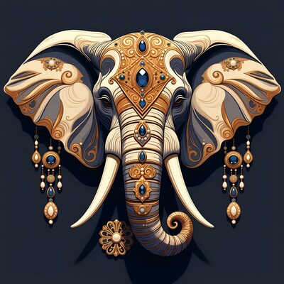 Ornate Golden Elephant Illustration