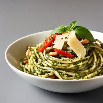 Pesto Pasta with Beans and Basil
