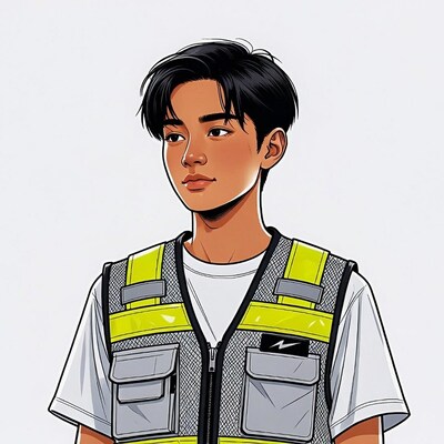 Asian man in yellow safety vest