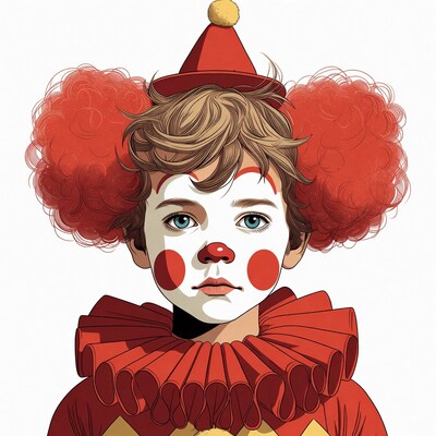 Boy Clown with Red Nose