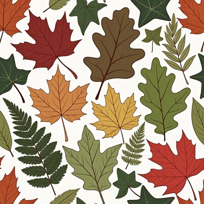 Colorful Autumn Leaves Seamless Pattern