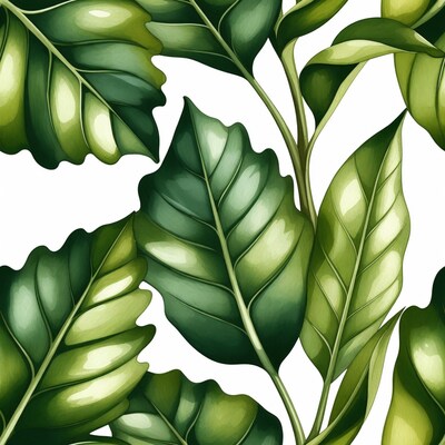 Green Monstera Leaves Seamless Pattern