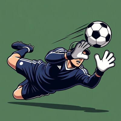 Soccer Goalkeeper Diving for Ball
