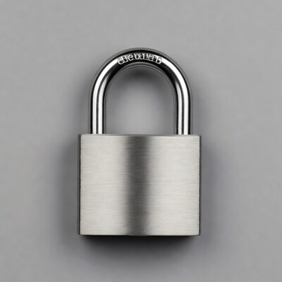 Shiny Steel Padlock on Gray Background