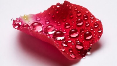 Red Rose Petal with Water Droplets
