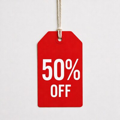 Red 50% Off Price Tag