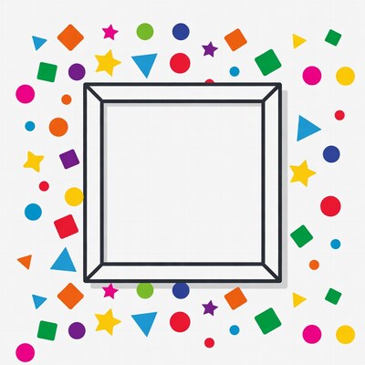 Empty Frame with Colorful Confetti