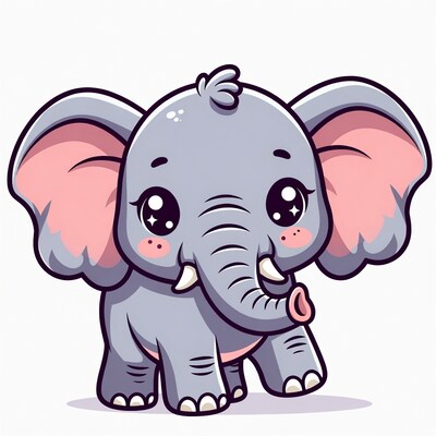 Cute baby elephant illustration