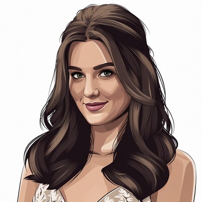 Beautiful woman in lace dress illustration