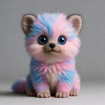 Colorful Rainbow Kitten Sitting