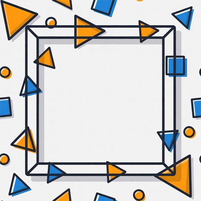 Orange Blue Geometric Frame Clipart