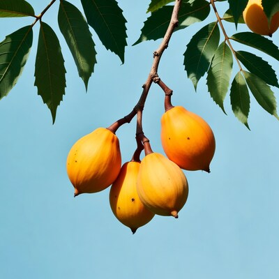 Orange Ackee Fruits on Tree Branch