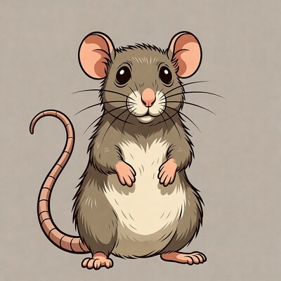 Cute cartoon mouse standing