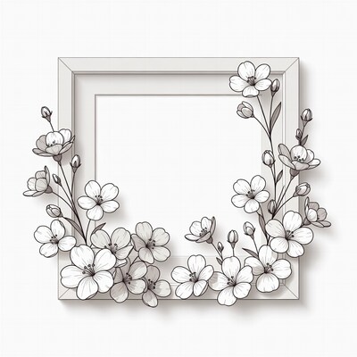 Floral Frame with White Flowers