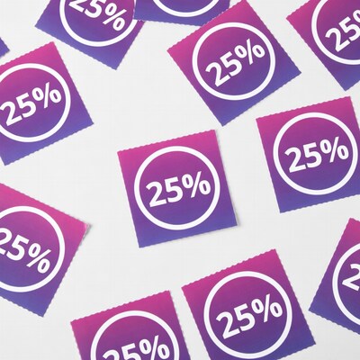 Scattered 25% Discount Stickers