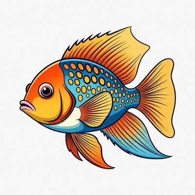 Colorful Cartoon Angelfish Illustration