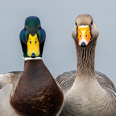 Mallard Duck and Goose Closeup