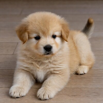 Golden Retriever Puppy Lying on Floor