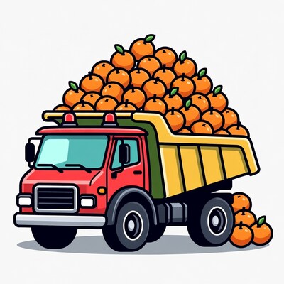 Dump Truck Loaded with Oranges