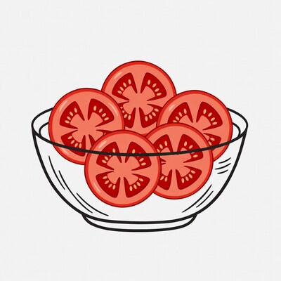 Tomato Slices in Glass Bowl