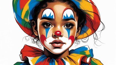 Black girl clown illustration