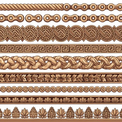 Ornate Brown Border Patterns Illustration
