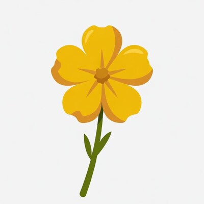 Yellow flower illustration on stem