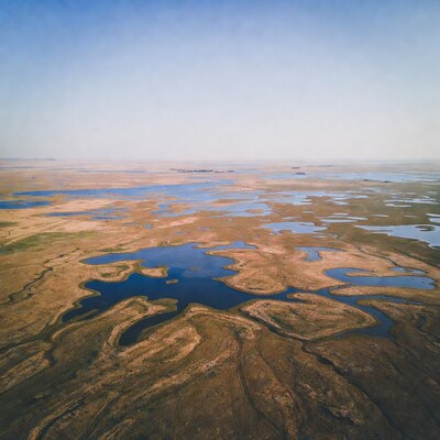 Aerial View of Wetlands and Lakes