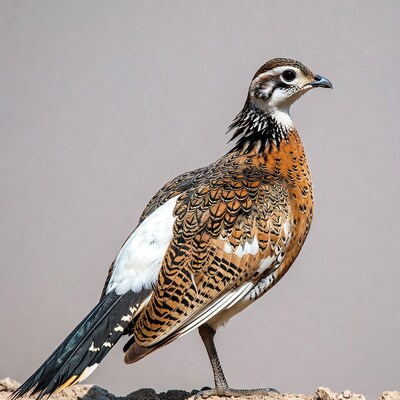 Quail standing on rock