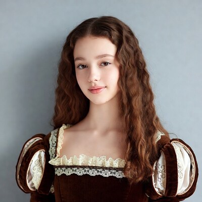 Girl in Renaissance brown dress