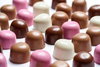 Colorful Chocolate Truffles on White Background