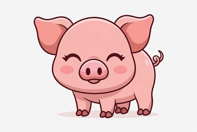 Cute pink pig illustration