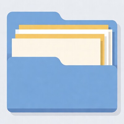 Blue folder with papers