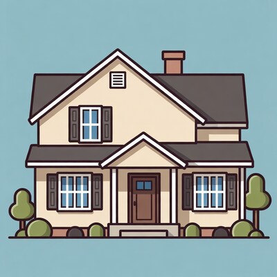 Cartoon House with Porch and Bushes