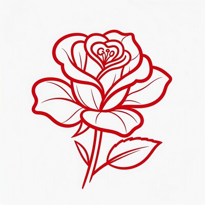 Red Rose Outline Illustration
