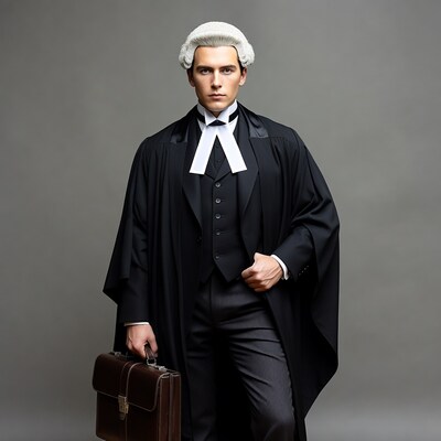 Barrister holding briefcase