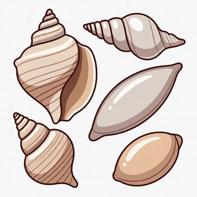 Assorted Seashells Illustration