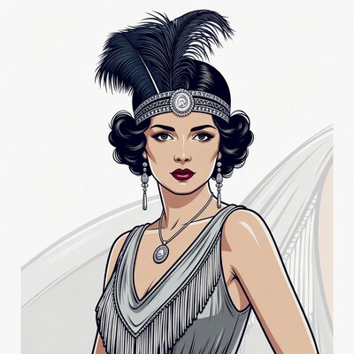 Flapper girl with feather headband