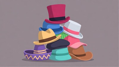 Colorful hats stacked illustration