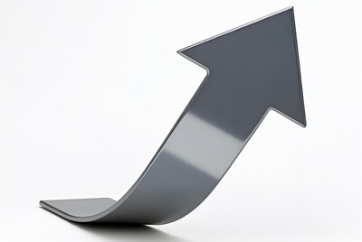 Gray 3D Arrow on White Background