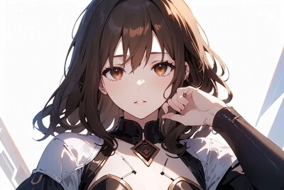 Anime girl touching face with hand