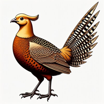 Golden Pheasant standing isolated