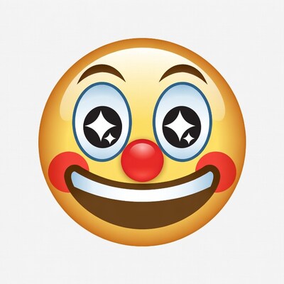 Clown Emoji Smiling with Sparkly Eyes